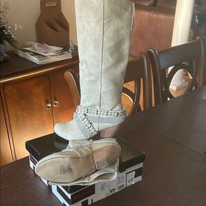Not Rated Gray Studded Heeled Boots